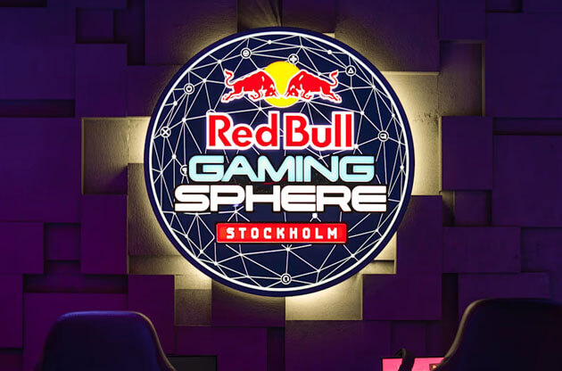 Ein Bild des Logos der Red Bull Gaming Sphere Stockholm